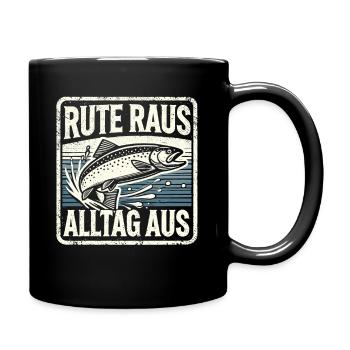 Angeln Angler Fischer Fischen Angel Spruch - Tasse einfarbig - Schwarz - Rechts
