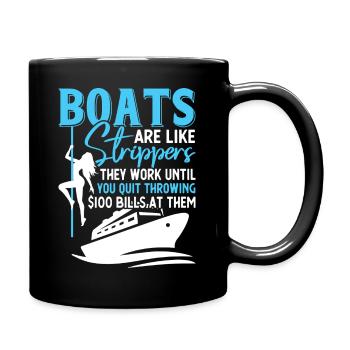 Humorous boat and entertainment Slogan motif - Full Colour Mug - black - Right