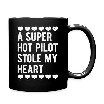 Retro Vintage Pilot Valentinstag Geschenk - Tasse einfarbig - Schwarz - Rechts