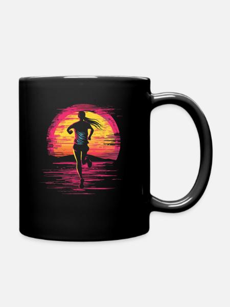 Läufermädchen Retrowave - Tasse einfarbig - Schwarz