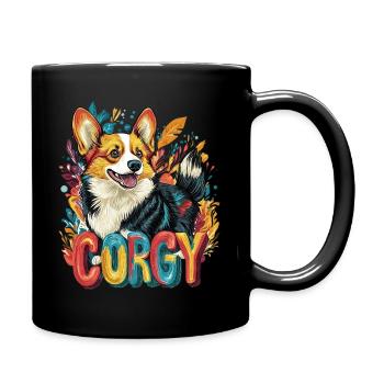 Corgy Dog Art Colored Style Queen - Full Colour Mug - black - Right
