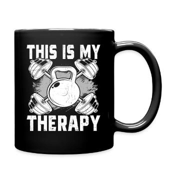 Fitness is my therapy - Full Colour Mug - black - Right