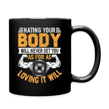 Liebe deinen Körper Fitness Motivation - Tasse einfarbig - Schwarz - Rechts