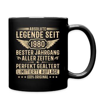 Jahrgang 1980 Perfekt Gealtert 45. Geburtstag - Tasse einfarbig - Schwarz - Rechts