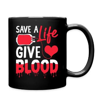Blood donation saves lives - Full Colour Mug - black - Right
