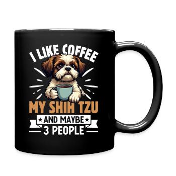 Coffee and Shih Tzu Funny Dog Design - Full Colour Mug - black - Right