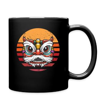 Danse du lion chinois Danse du dragon Nouvel An - Mug uni - noir - Droite