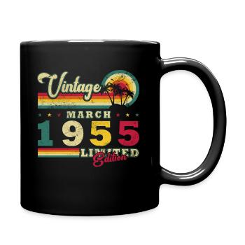 Vintage march 1955 birthday march 1955 retro 1955 - Full Colour Mug - black - Right