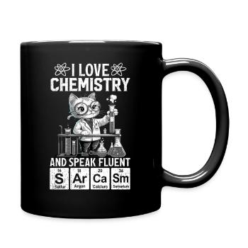 I Love Chemistry Funny Science Cat - Full Colour Mug - black - Right