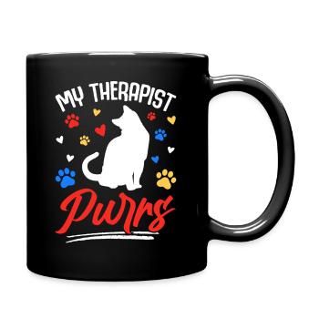 My Therapist ronronne – Motif de chat amusant - Mug uni - noir - Droite