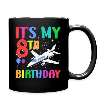 It's My 8th Birthday Flugzeug Party - Tasse einfarbig - Schwarz - Rechts