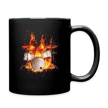 Schlagzeug Drummer Musik Music Drums Percussion - Tasse einfarbig - Schwarz - Rechts