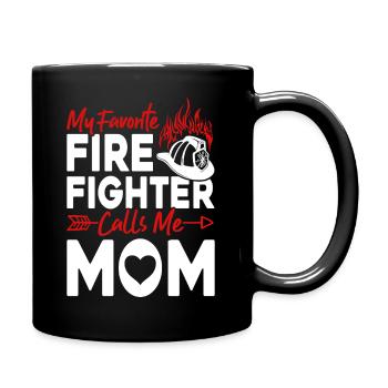 Mein Lieblings-Feuerwehrmann nennt mich Mama - Tasse einfarbig - Schwarz - Rechts