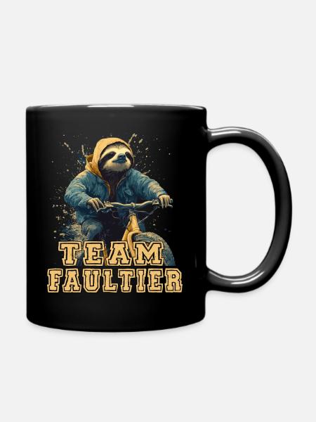 Lustiges Fahrrad Team Faultier - Tasse einfarbig - Schwarz
