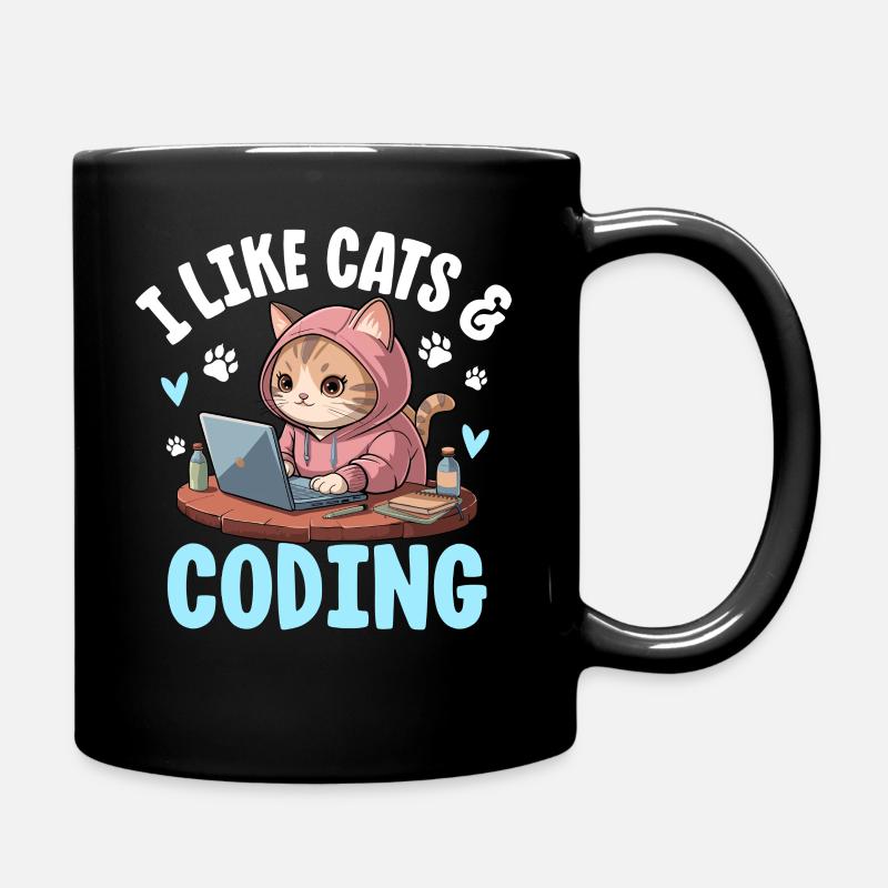 J’aime les chats et le design de nerd du codage - Mug uni - noir