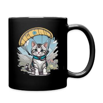 Parachute Kitten Skydiving Cat Cats Skydiver - Full Colour Mug - black - Right