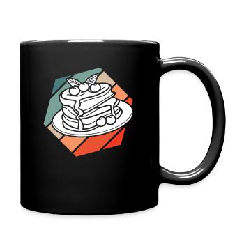 Pancakes with cherries and maple syrup artwork - Full Colour Mug - black - Right