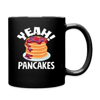 Pancakes Yeah! Mit Kirschen Und Blaubeeren - Tasse einfarbig - Schwarz - Rechts