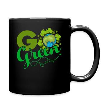Earth Day Go Green Happy Earth - Full Colour Mug - black - Right