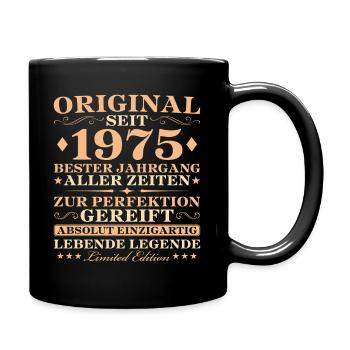 Original 1975 Jahrgang Geburtstag 50 Jahre - Tasse einfarbig - Schwarz - Rechts