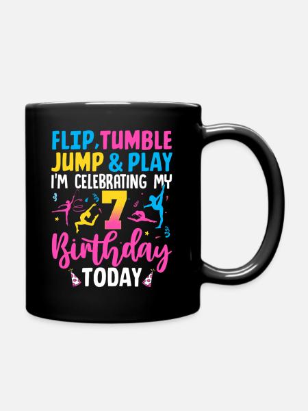Turnen Geburtstag 7 Jahre - Tasse einfarbig - Schwarz