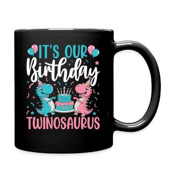 Twinosaurus Dino Birthday - Full Colour Mug - black - Right