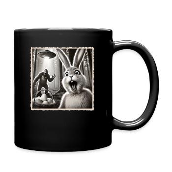 Pâques, Lapin de Pâques drôle, Lapin Selfie Fête de Pâques - Mug uni - noir - Droite