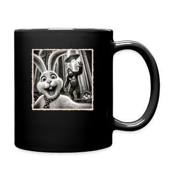 Pâques, Lapin de Pâques drôle, Lapin Selfie Fête de Pâques - Mug uni - noir - Droite