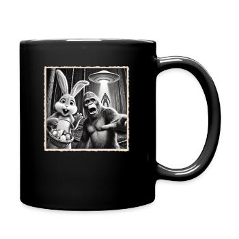 Pâques, Lapin de Pâques drôle, Lapin Selfie Fête de Pâques - Mug uni - noir - Droite