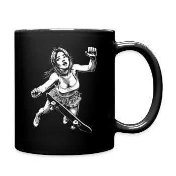Skaterin im Fall – Hingabe & Härte Shirt - Tasse einfarbig - Schwarz - Rechts