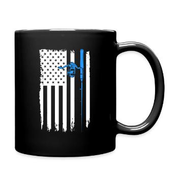 Flag Fishing Rod - Full Colour Mug - black - Right