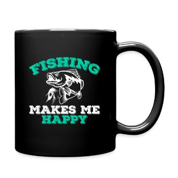 La pêche me rend heureux - Mug uni - noir - Droite