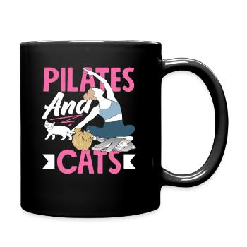Pilates et chats pour se détendre - Mug uni - noir - Droite