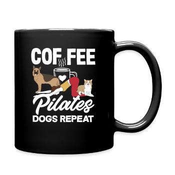 Pilates Coffee Dogs Repeat Fun - Full Colour Mug - black - Right