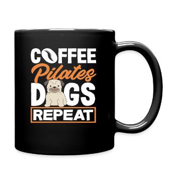 Pilates Coffee Dogs Repeat - Full Colour Mug - black - Right