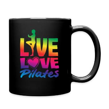Pilates Live Love for Fitness Fans - Full Colour Mug - black - Right