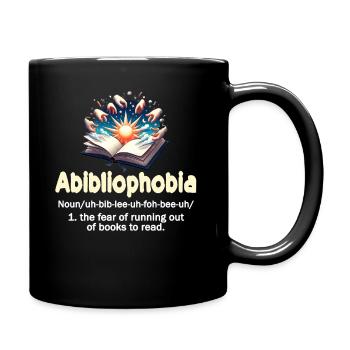 Abibliophobia Bookworm Reading Books - Full Colour Mug - black - Right