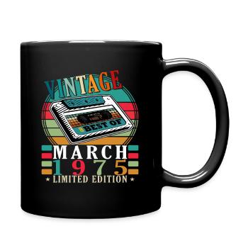 March 1975 Birthday - Born March 1975 - Full Colour Mug - black - Right