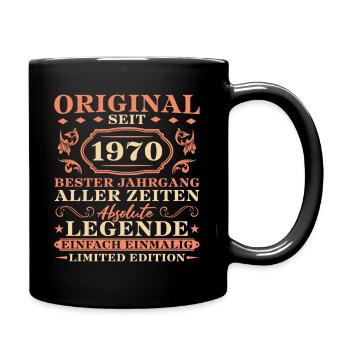 Original seit 1970 Jahrgang Geburtstag - Tasse einfarbig - Schwarz - Rechts