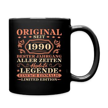 Original seit 1990 Jahrgang Geburtstag - Tasse einfarbig - Schwarz - Rechts