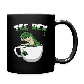 T-Rex Tyrannosaurus Rex Tea Drinker Dino with Tea - Full Colour Mug - black - Right
