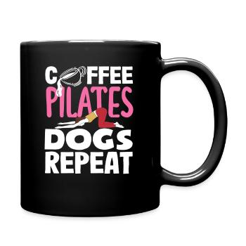 Pilates Coffee Dogs Repeat - Full Colour Mug - black - Right