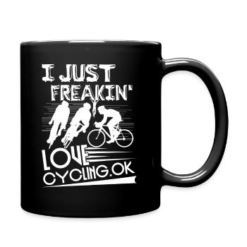 Cycling I Just Freakin Love Cycling - Full Colour Mug - black - Right