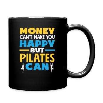 Pilates makes happy, not money - Full Colour Mug - black - Right