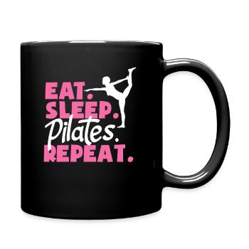 Pilates Eat Sleep Repeat Für Fitnessfans - Tasse einfarbig - Schwarz - Rechts