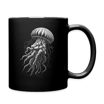 Vintage Medusa Qualle - Tasse einfarbig - Schwarz - Rechts