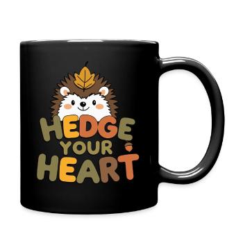 Herbstlicher Igel mit Wortspiel - Tasse einfarbig - Schwarz - Rechts