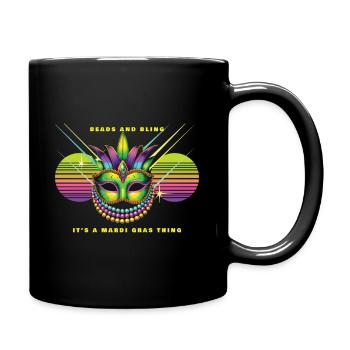 Pearls and Glitter Mardi Gras Mask Fest - Full Colour Mug - black - Right