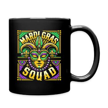 Mardi Gras Squad Maske Karneval Feier - Tasse einfarbig - Schwarz - Rechts