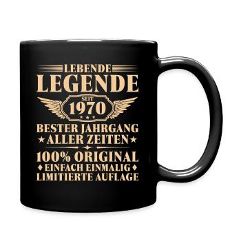 55. Geburtstag Lebende Legende seit 1970 - Tasse einfarbig - Schwarz - Rechts